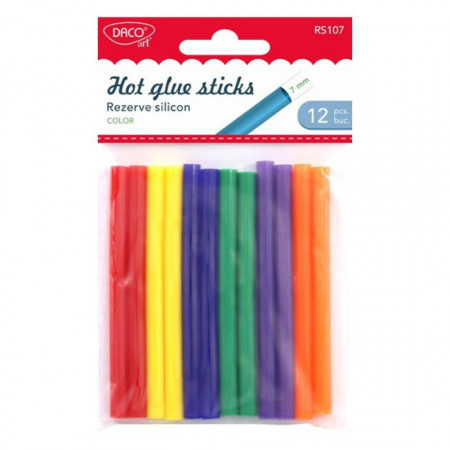 Baton silicon color 0,7x10cm pentru pistol silicon mic 12/set Daco RS107