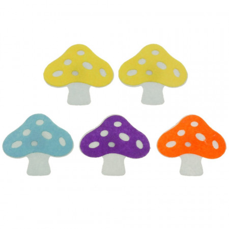 Ciuperca pasla multicolor cu adeziv 6x5cm 5/set