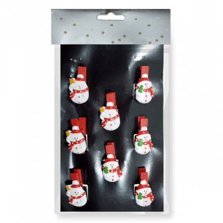 Cleste lemn rosu decor om de zapada 3,5cm 8/set