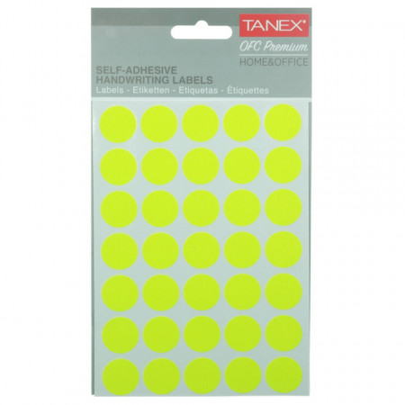 Etichete buline galben neon 1,9cm 5 coli x 35buc/set Tanex OFC-131