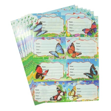 Etichete scolare model fluturi 4,5x7,5cm 10 coli/set E280
