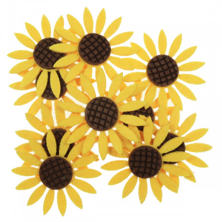 Floarea-soarelui pasla galben/maro cu adeziv 5,5cm 10/set