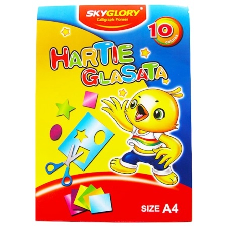 Hartie glasata lucioasa 10 culori A4 10/set Sky Glory SG-0062