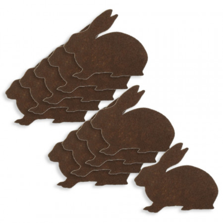 Iepure pasla maro orizontal 4x3cm x 2mm 10/set