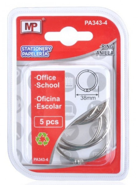 Inel scrapbooking argintiu 3,8cm 5/set MP PA343-4
