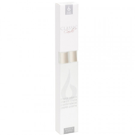 Lumanare conica alb perlat 24,5cm 2/set