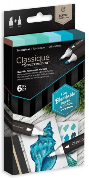 Marker Spectrum Noir turcoaz pe baza de alcool 6/set Crafters Companion SPECN-CS6-TUR