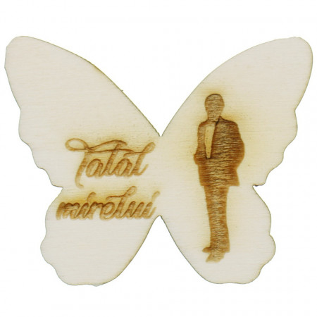 Marturie nunta fluture placaj gravat -Tatal mirelui-4,5x5,5cm