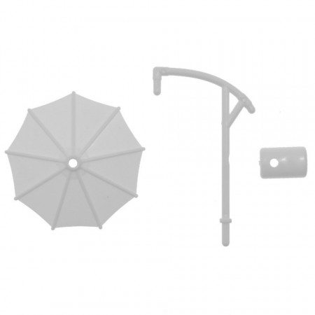 Miniatura umbrela plaja din plastic alba 3,5x3cm 3 piese 389474