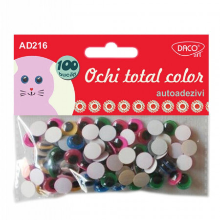 Ochisori mobili rotunzi pupila color, adeziv 1,0cm 100/set Daco AD216