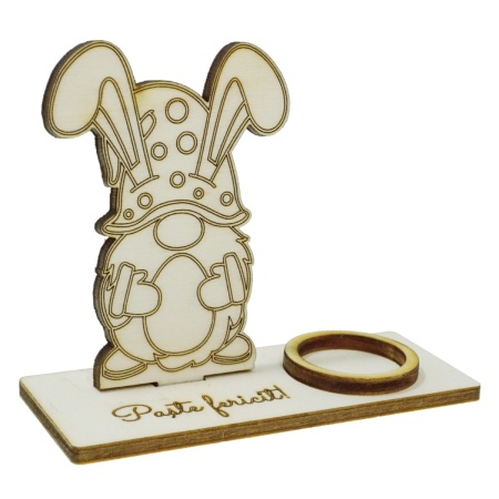Pitic placaj pirogravat Paste Fericit! cu suport pentru ou 3 piese/set 10,5x4x8,2cm