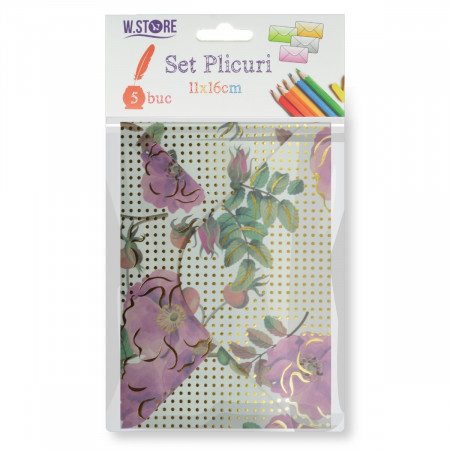Plic hartie imprimat model floral 10 16x11cm 5/set 079067/068/069/072