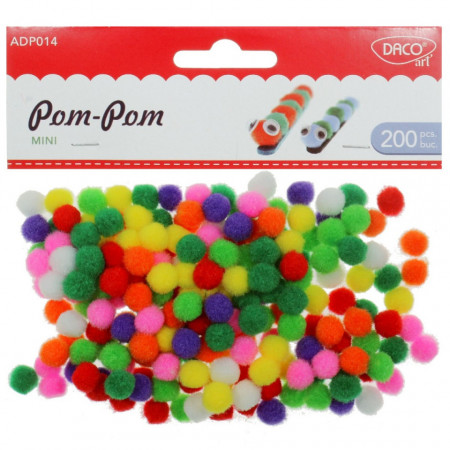 Pompon multicolor 1cm 200/set Daco ADP014