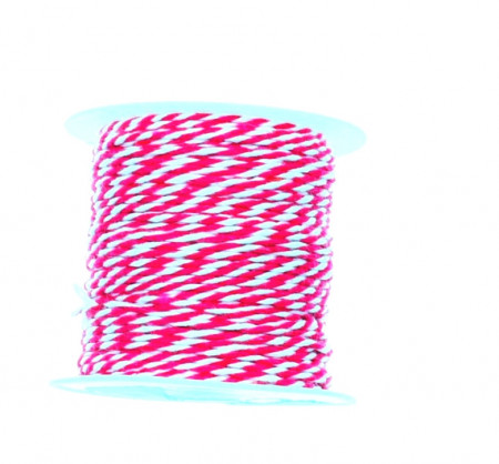 Sfoara bumbac bicolora alb/roz fucsia 1,5mm x 10m/rola 371911
