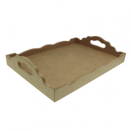 Tava mdf dreptunghiulara cu margini ondulate si maner 35x25x3,5cm TP02 ILYAS