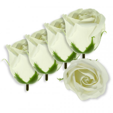 Trandafir din sapun crem 5cm cu tija din plastic 5/set