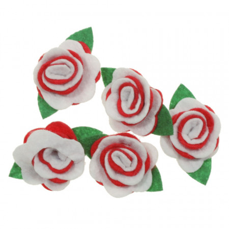 Trandafir pasla alb/rosu cu adeziv 4x2,5cm 5/set