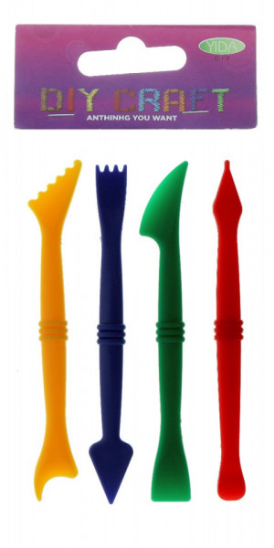 Ustensile plastic pentru modelat plastelina 2 capete 4/set Colorarte a617