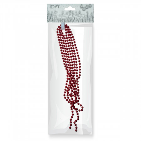 Decoratiune Craciun sirag margele plastic rosu 7mm x 2,7m JT22-SH9018MM 084394