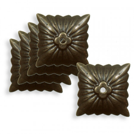Decoratiune metalica bronz pentru cutie 3x3cm 5/set X192