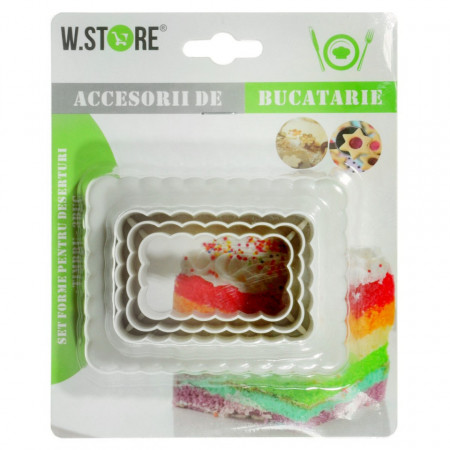 Decupator plastic bej nisip forma biscuite 2,7x5,1 - 6,5x9cm 3/set 055426