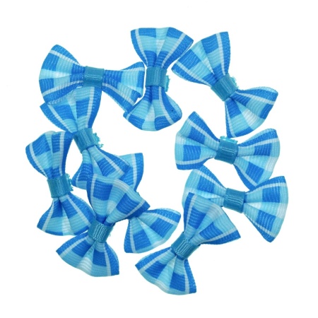 Fundita textil albastru, alb, bleu carouri 4cm 10/set