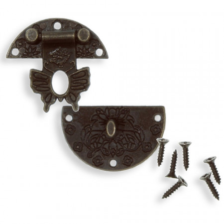 Inchizatoare bronz antichizat cu clapeta pentru cutie 4x4cm 6 suruburi 366995(366406)