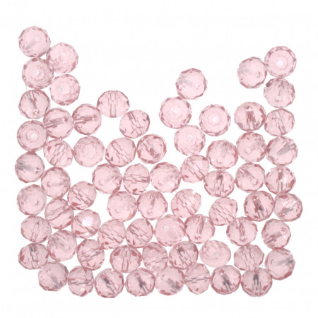 Margele sticla fatetata rondele roz transparent 7x9mm 60g