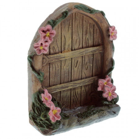 Miniatura portita gradina cu flori roz din rasina 4x1,5x4,8cm DD55379