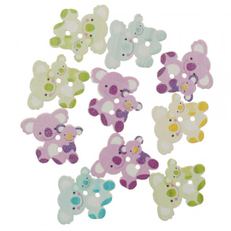 Nasture lemn multicolor urs koala 2,4x2,3cm 10/set