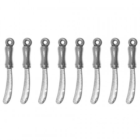 Pandantiv metalic argintiu inchis cutit 4x27mm 8/set