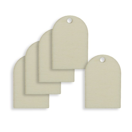 Pandantiv placaj natur model dreptunghiular arcuit cu gaura 2,4x3,5cm 5/set