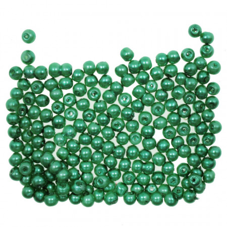 Perla sticla rotunda verde smarald 3,5x4mm 20g 365146