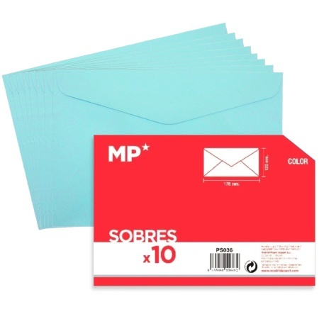 Plic bleu pastel cu clapeta gumata 17,6x12cm 80g 10/set MP PS036