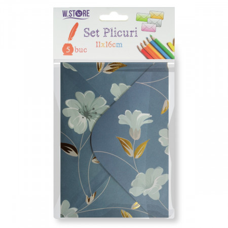 Plic hartie imprimat model floral 12 16x11cm 5/set 079067/068/069/072