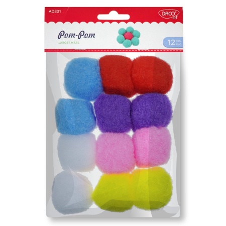 Pompon multicolor 5cm 12/set Daco AD331