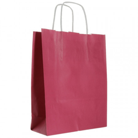 Punga hartie craft fucsia interior alb maner rasucit 18x8x23cm CMRCOL18823