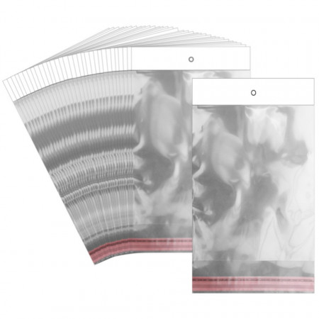 Punga transparenta cu clapeta adeziva si agatatoare 16x22/26cm 500/set