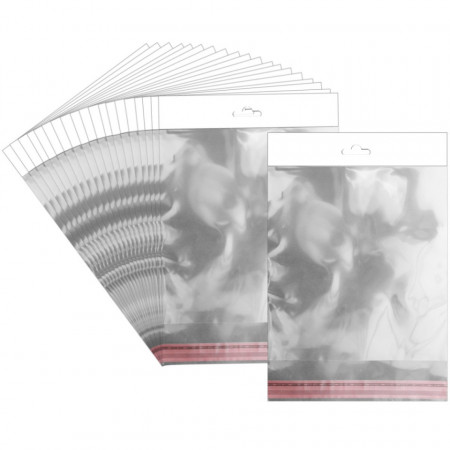 Punga transparenta cu clapeta adeziva si agatatoare 23x16/20cm 20/set