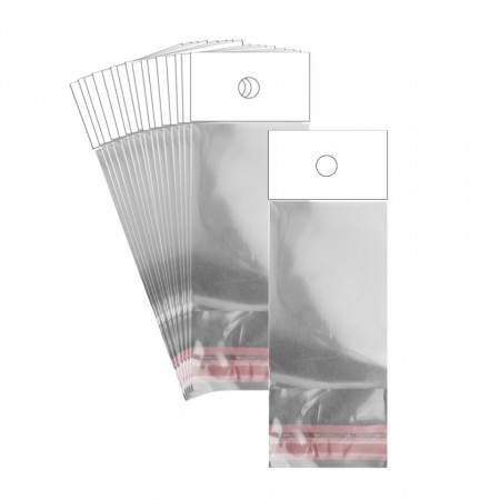 Punga transparenta cu clapeta adeziva si agatatoare 4x5/8cm 50/set