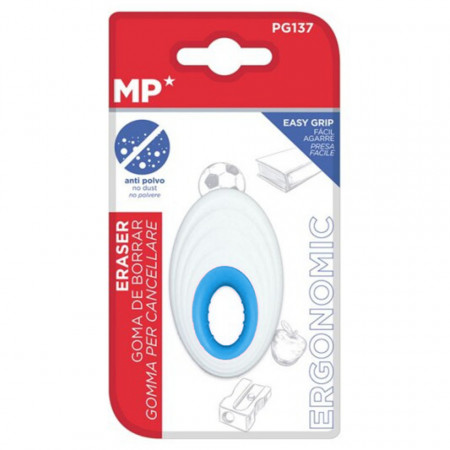 Radiera ovala ergonomica alb/bleu 4x6,5x1,4cm MP PG137-B