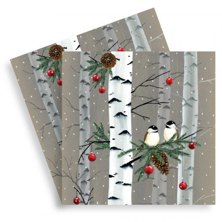 Servetel Mesteceni si pasari 33x33cm 2/set 333-001430