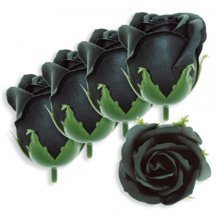 Trandafir din sapun negru 5cm cu tija din plastic 5/set