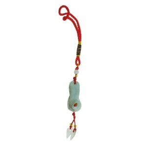 Amuleta Feng Shui - Sceptrul puterii din jad 19cm rosu/alb