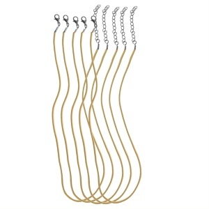 Baza colier imitatie piele 3mm x 45/50cm 5/set galben mustar