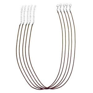 Baza colier snur lucios cerat maro 1mm x 50cm 5/set