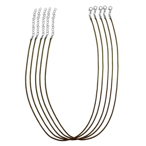 Baza colier snur lucios cerat maro 2mm x 50cm 5/set
