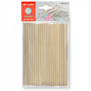 Betisoare lemn 15cm x 5mm 20/set MP natur PM029-01