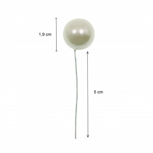 Bobite crem sidefat 1,9cm cu tija 10/set - Img 2