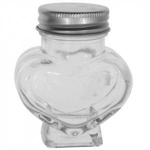 Borcan sticla forma inima capac aluminiu 50ml 4x6,4x7,5cm (50 TO31*10 CH)